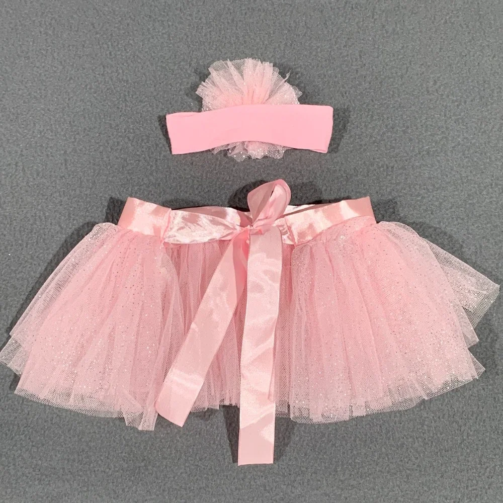 Toby Baby Girl Pink‎ Glitter Tulle Tutu Skirt and Crown Headband Set 0-12 Months